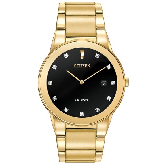 Citizen Diamond Dial Mens Gold Watch - Picture 1 of 4
